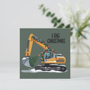 Ich grabe Weihnachtsbagger Santa Junge Lustige Kin Feiertagskarte
