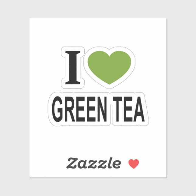 Ich ❤️ GREEN TEE mit grünem Herzen I LIEBE GREEN V Aufkleber (Blatt)