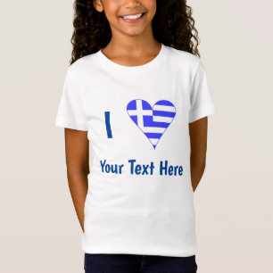 Ich (griechische Flagge Herz) Ihr Text T-Shirt