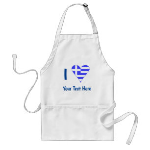 Ich (griechische Flagge Herz) Ihren Text Schürze
