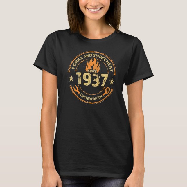 Ich grill und rauche Fleisch seit 1937 85. Geburts T-Shirt (Vorderseite)