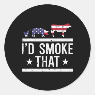 Ich grille dieses Huhn Schwein Kuh Us Flagge Bbq B Runder Aufkleber