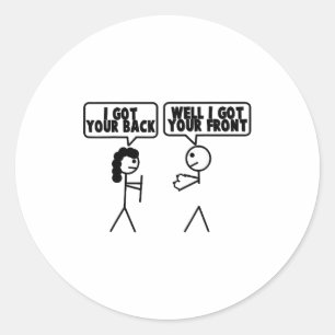 Ich hab deinen Rücken - Front-Stickfigur-Stickman- Runder Aufkleber