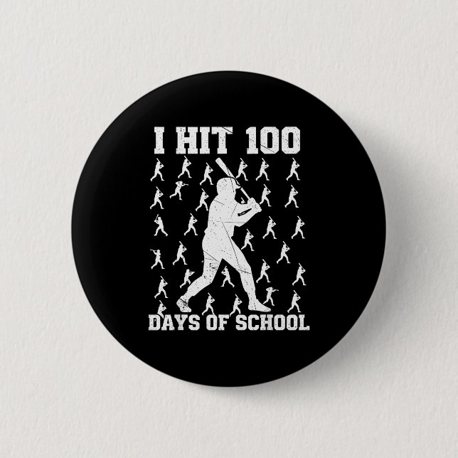 Ich habe 100 Schultage Baseball-Junge erreicht  Button (Vorderseite)
