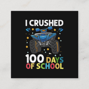 Ich habe 100 Tage Schul-Monstertruck-Jungs zerquet Quadratische Visitenkarte