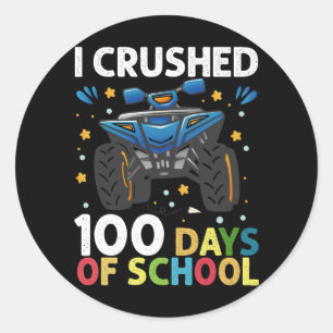 Ich habe 100 Tage Schul-Monstertruck-Jungs zerquet Runder Aufkleber