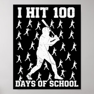 Ich habe 100 Tage Schule erreicht Baseball-Junge Poster