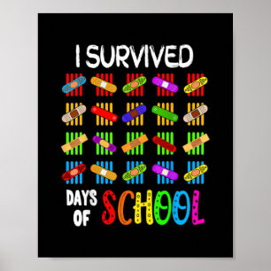 Ich habe 100 Tage Schule überlebt Lehrer Kinder Poster