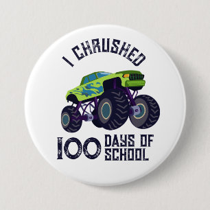 Ich habe 100 Tage Schulgrüner Monster-LKW gejagt Button