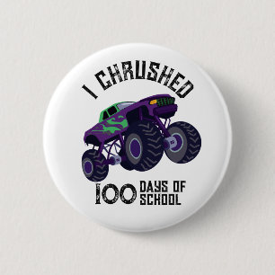 Ich habe 100 Tage Schulgrüner Monster-LKW gejagt Button