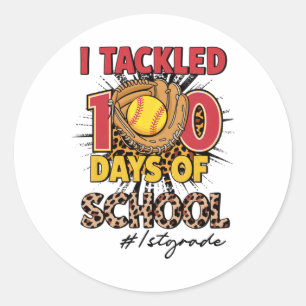 Ich habe 100 Tage von 1. Klasse Softbyll Leopard g Runder Aufkleber