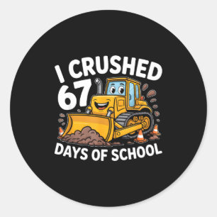 Ich habe 67 Schultage geschafft 67. Schultag Junge Runder Aufkleber