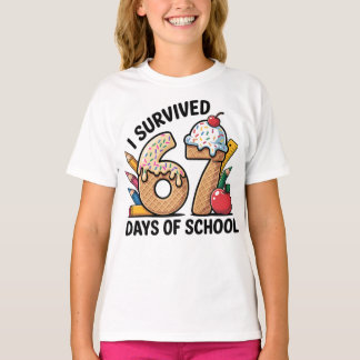 Ich habe 67 Schultage überlebt Eis-Waffel T-Shirt