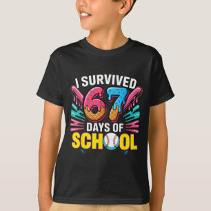 Ich habe 67 Tage Schule überlebt 67 Meme Baseball T-Shirt