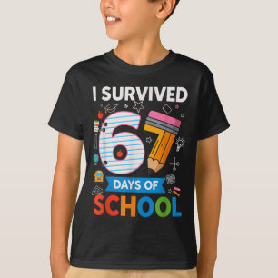 Ich habe 67 Tage Schule überlebt Lustig Kinder Leh T-Shirt