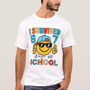 Ich habe 67 Tage Schule überlebt Lustiges 67 Meme T-Shirt
