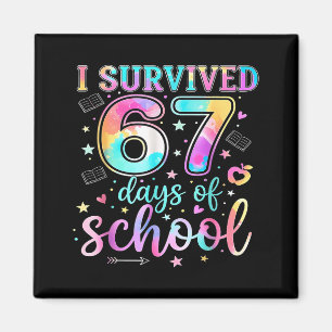 Ich habe 67 Tage Schule überlebt Lustiges Meme Leh Magnet