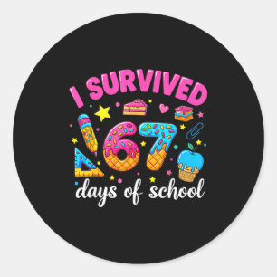 Ich habe 67 Tage Schule überlebt Lustiges Meme Leh Runder Aufkleber