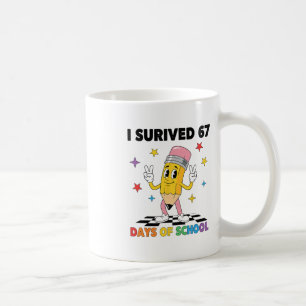 Ich habe 67 Tage Schule überlebt Six Seven Meme fü Kaffeetasse