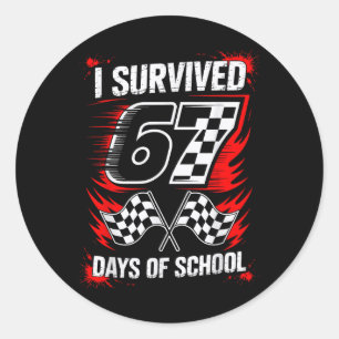 Ich habe 67 Tage Schule überlebt Six Seven Meme Re Runder Aufkleber