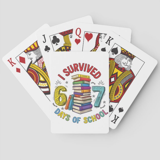Ich habe 6 7 Schultage überlebt 100. Schultag Spielkarten (Rückseite)