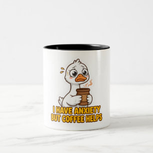 Ich habe Angstzustände, aber Kaffee hilft Lustig Zweifarbige Tasse