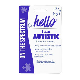 Ich habe Autismus ID Personalisiertes Autistisches Ausweis