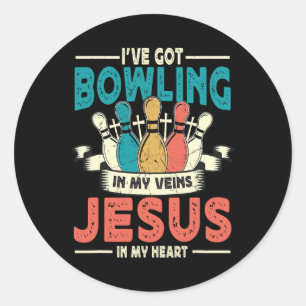 Ich habe Bowling in meinen Adern und Jesus in mein Runder Aufkleber