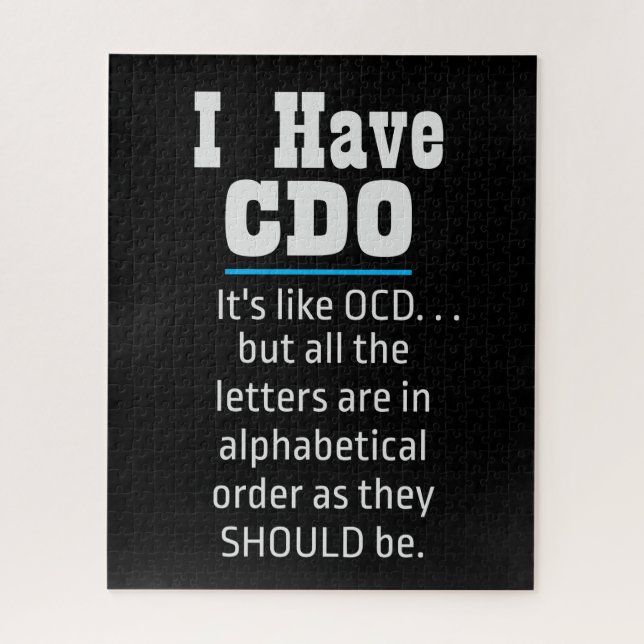 Ich habe CDO Black Funny OCD Spaß Puzzle (Vertikal)