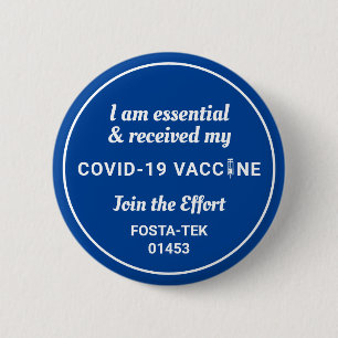 Ich habe Covid Shot Custom Text blau geimpft Button