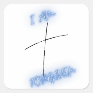 Ich habe das Blaue Kreuz Quadratischer Aufkleber