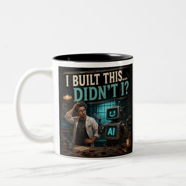 Ich habe das gebaut, oder nicht? Lustiges AI-Tech- Zweifarbige Tasse (Links)