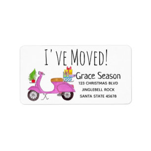 Ich habe das Moved Christmas Scooter Label Adressaufkleber