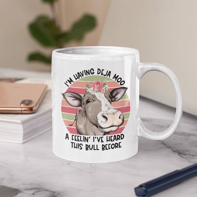 Ich habe Deja Moo Defined Funny Floral Cow Kaffeetasse (Von Creator hochgeladen)