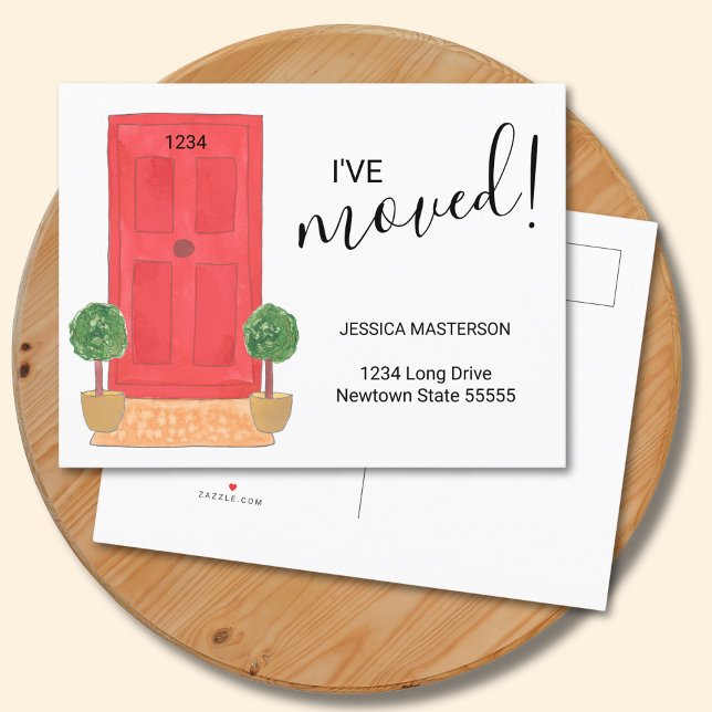 Ich habe den Adresswechsel in der Farbe Rote Tür v Ankündigungspostkarte (Von Creator hochgeladen)