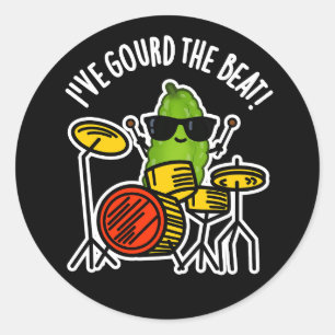Ich habe den beat Funny Drummer Pun Dark BG gegoss Runder Aufkleber