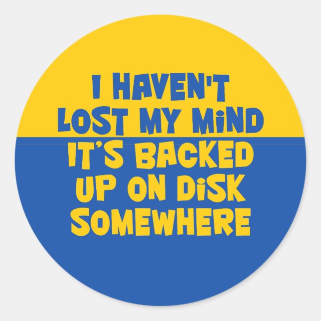 Ich habe den Verstand nicht verloren. Runder Aufkleber (Vorderseite)