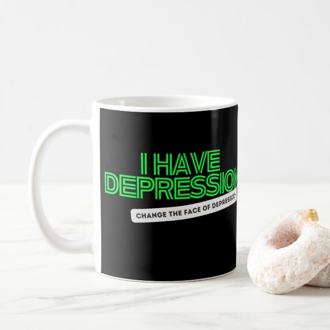 Ich habe Depressionsnebel für Schlichte schwarze C Kaffeetasse (Mit Donut)