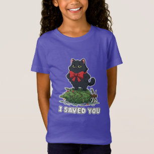 "Ich habe dich gerettet" Lustiger schwarzer Katzen T-Shirt