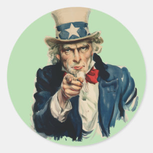 Ich habe dich Gewollt   Uncle Sam Recruitment Post Runder Aufkleber