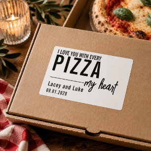 Ich habe dich mit jeder Pizza Liebe Funny Pizza Rechteckiger Aufkleber