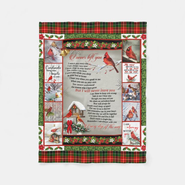 Ich habe dich nie Verlassen, Weihnachts-Kardinal-Q Fleecedecke (Vorderseite)