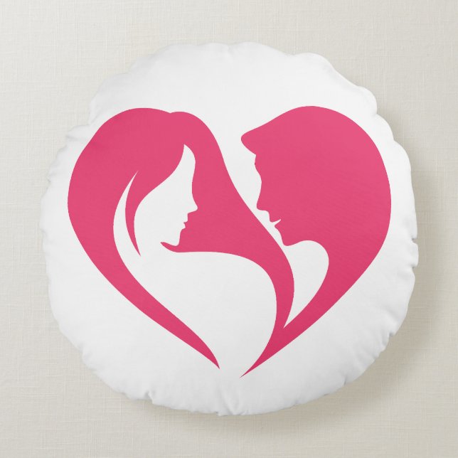 Ich habe dich vom Herzen Liebe. Rundes Kissen (Vorderseite)