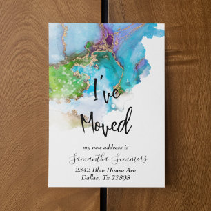 Ich habe die Ankündigung Gold Watercolor verschobe Postkarte