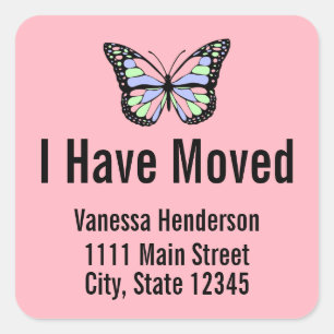 Ich habe die Ankündigung über das Schmetterlingsro Quadratischer Aufkleber