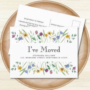 Ich habe die Aquarellfarben-Wildblume verschoben Ankündigungspostkarte