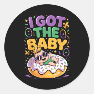 Ich habe die Baby Mardi Gras King Cake Schwangersc Runder Aufkleber