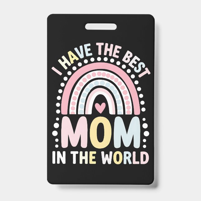 Ich habe die beste Mama in der Welt Boho Regenboge Ausweis (Vorderseite)