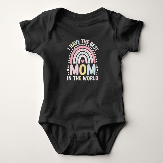 Ich habe die beste Mama in der Welt Boho Regenboge Baby Strampler (Vorderseite)