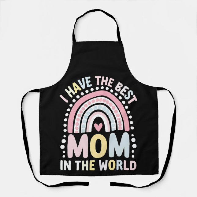 Ich habe die beste Mama in der Welt Boho Regenboge Schürze (Vorderseite)